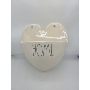 Rae Dunn HOME White Heart Shaped Ceramic Wall Pocket Planter Decor Plant Holder